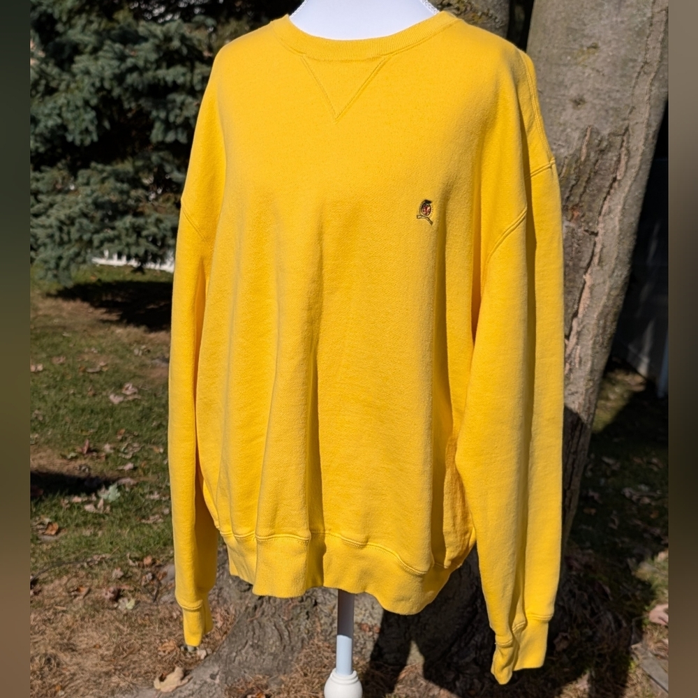 Tommy Hilfiger Y2K Yellow Sweatshirt Size Large Pullover Long Sleeve Logo